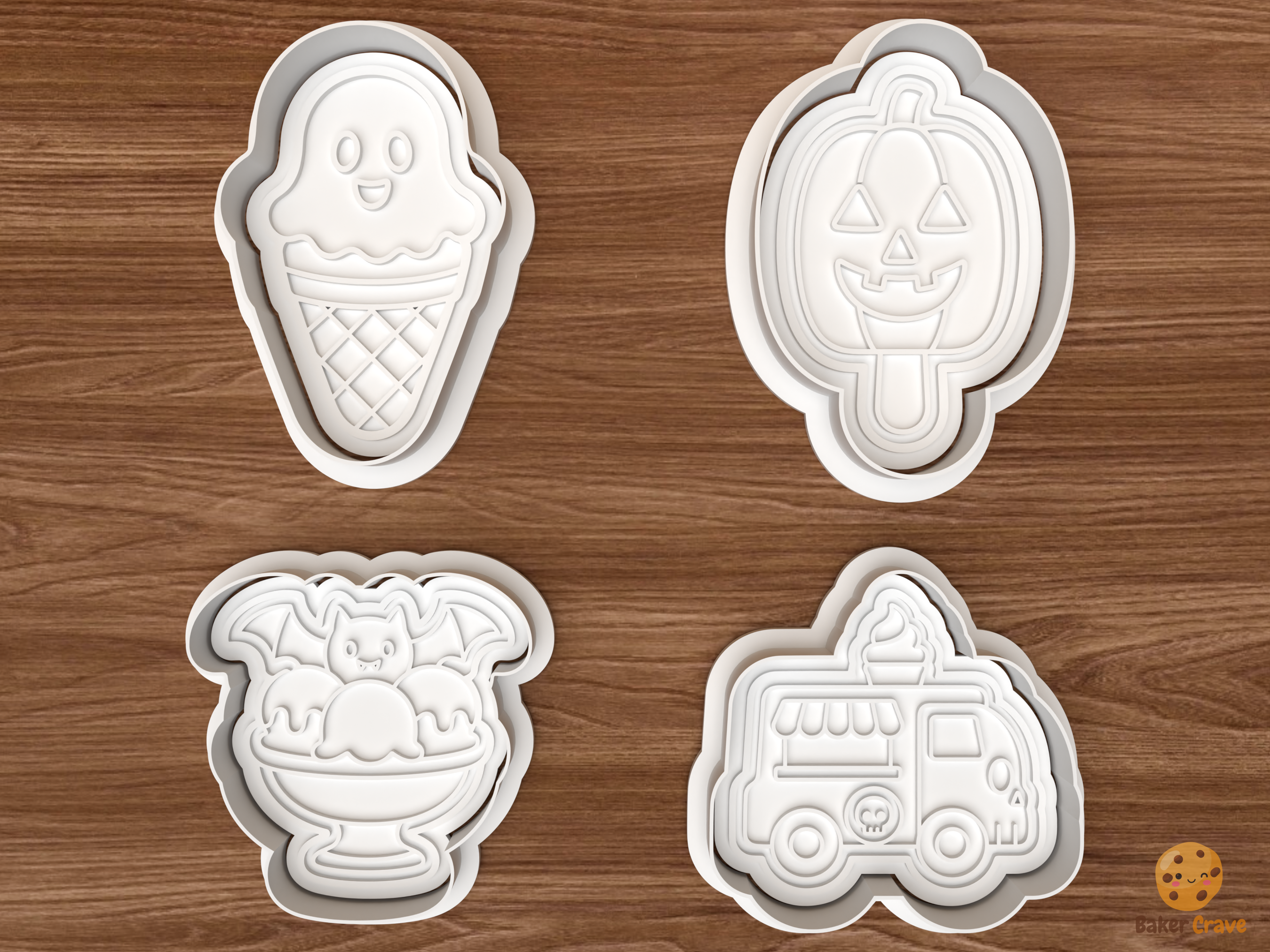 Halloween Ice Cream Cookie Cutter Set STL File - 01 set main