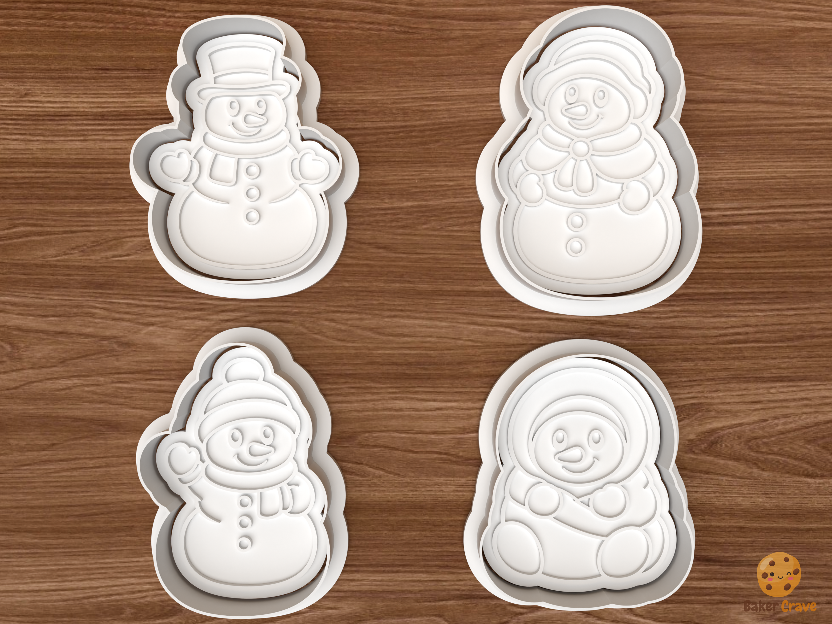 Christmas Snowman Family Cookie Cutter Set STL File - 01 set main