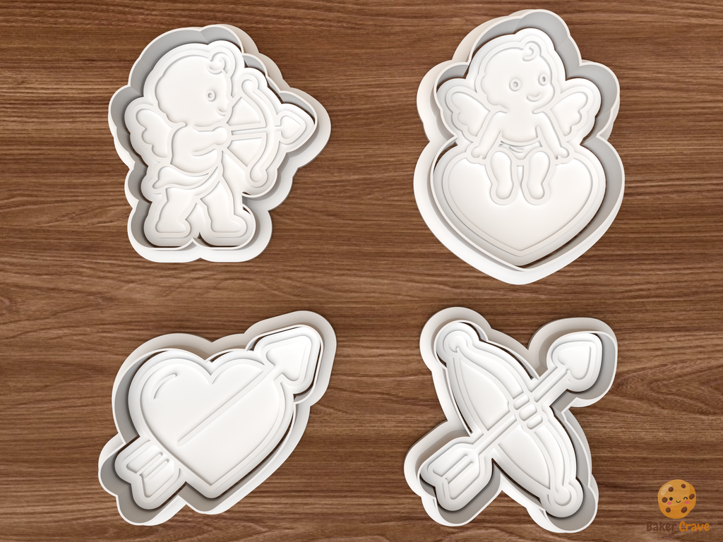 Cupid Valentine Cookie Cutter Set STL File