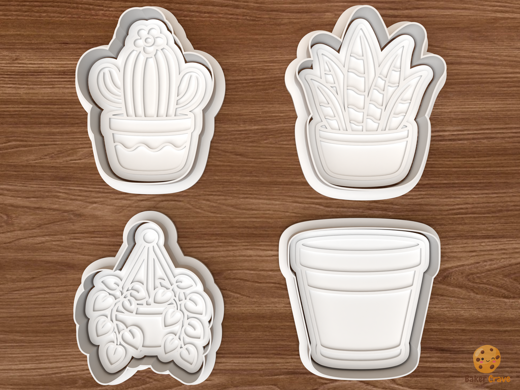 Houseplant Cookie Cutter Set STL File - 01 set main