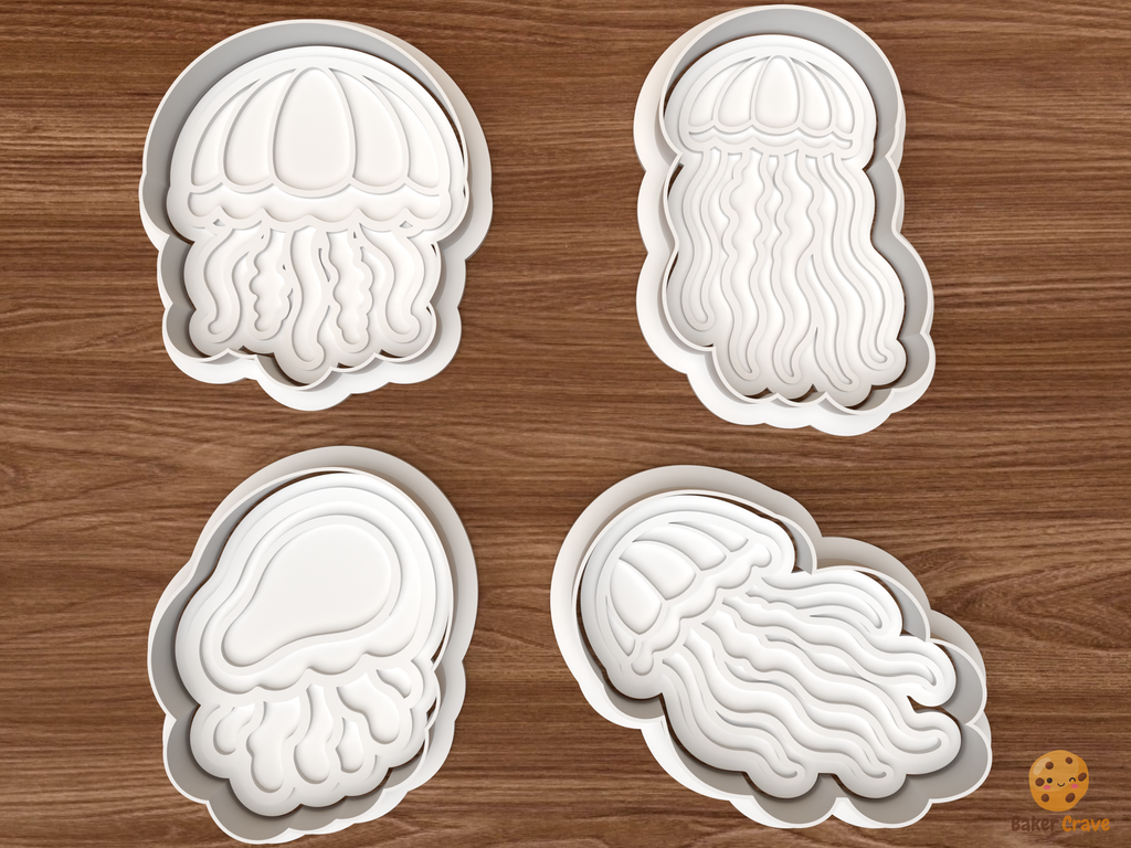 Jellyfish Cookie Cutter Set STL File - 01 set main
