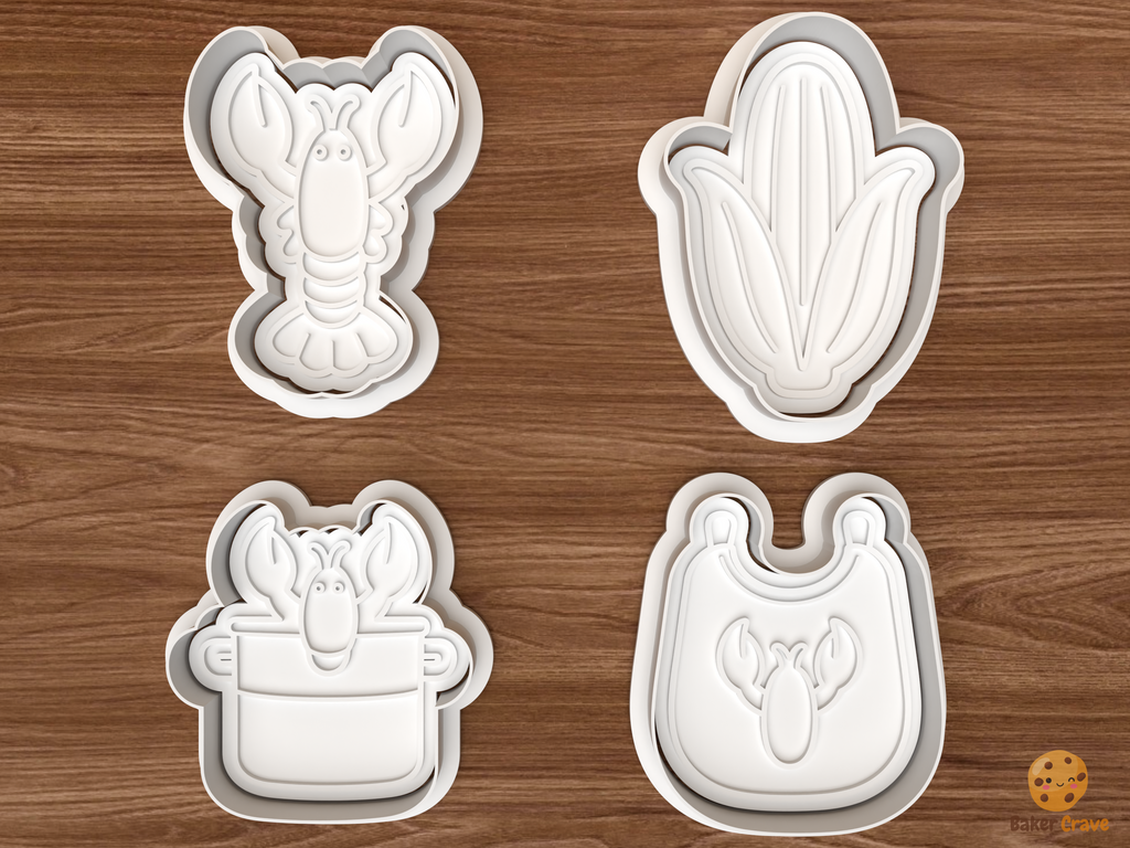 Crawfish Boil Cookie Cutter Set STL File