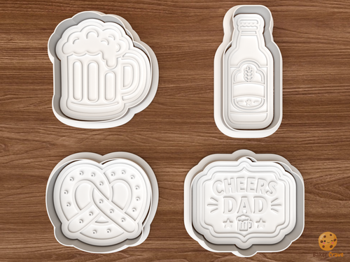 Beer & Cheers Dad Cookie Cutter Set STL File - 01 set main