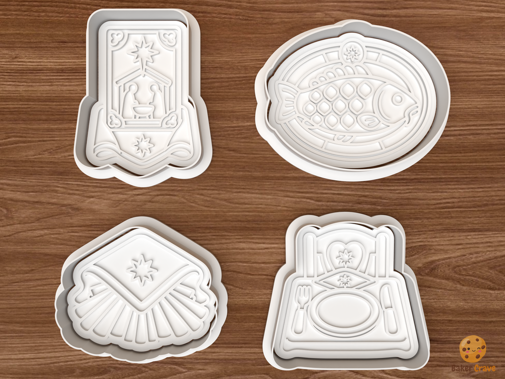 Polish Wigilia Christmas Cookie Cutter Set STL File - 01 set main