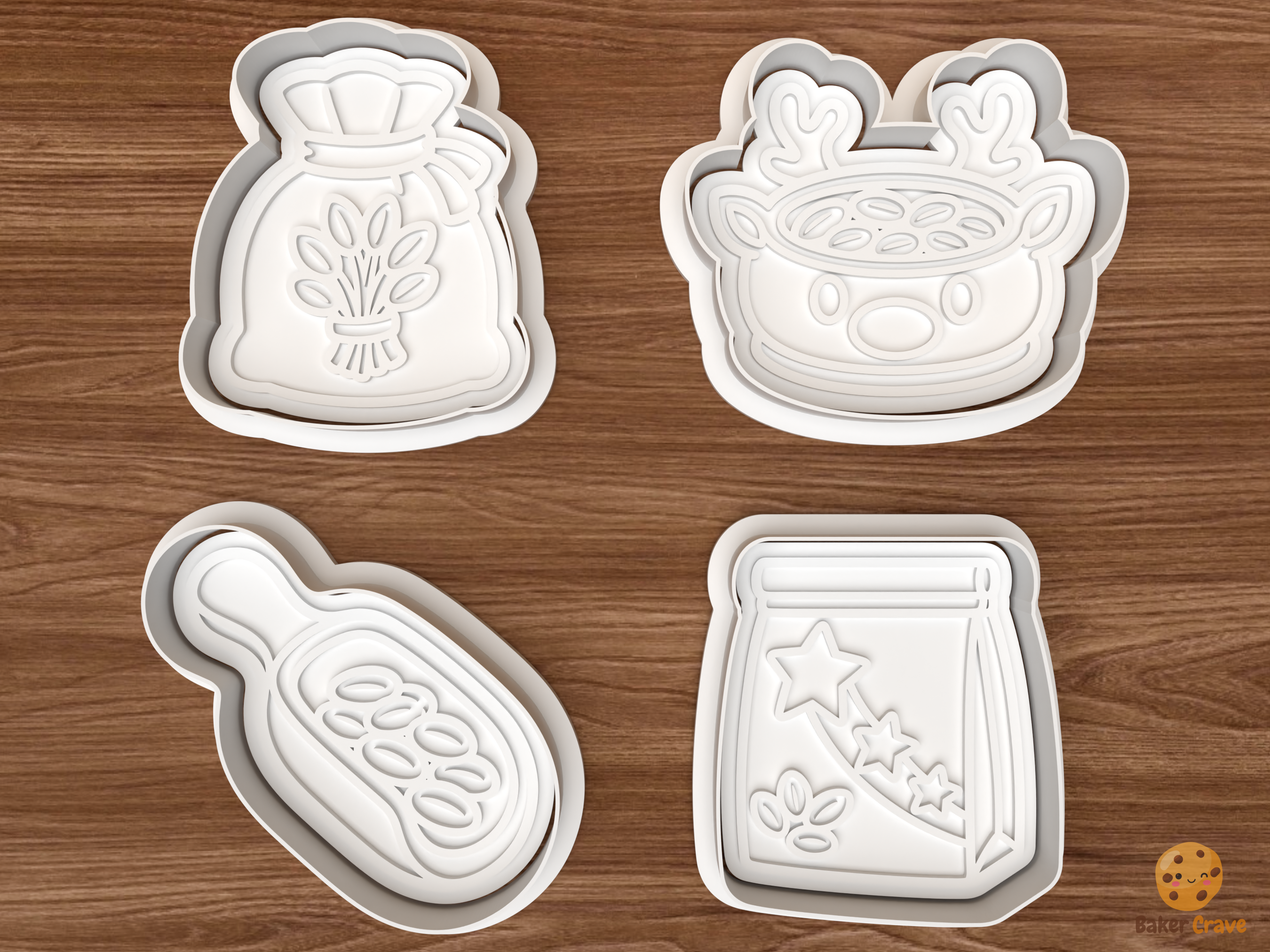 Reindeer Food Station Cookie Cutter Set STL File - 01 set main
