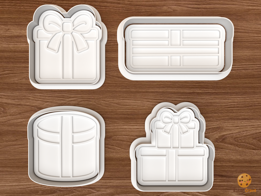 Christmas Gift Boxes Cookie Cutter Set STL File