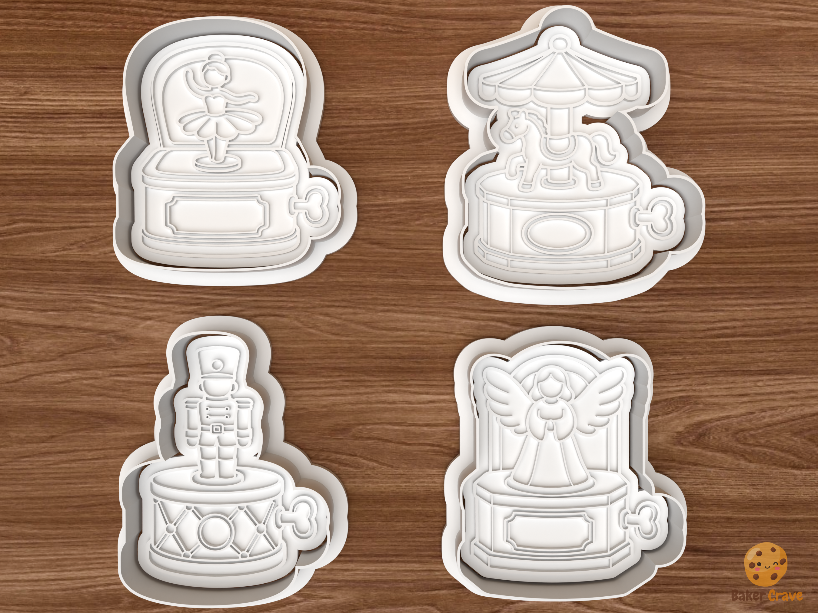 Christmas Music Box Cookie Cutter Set STL File - 01 set main