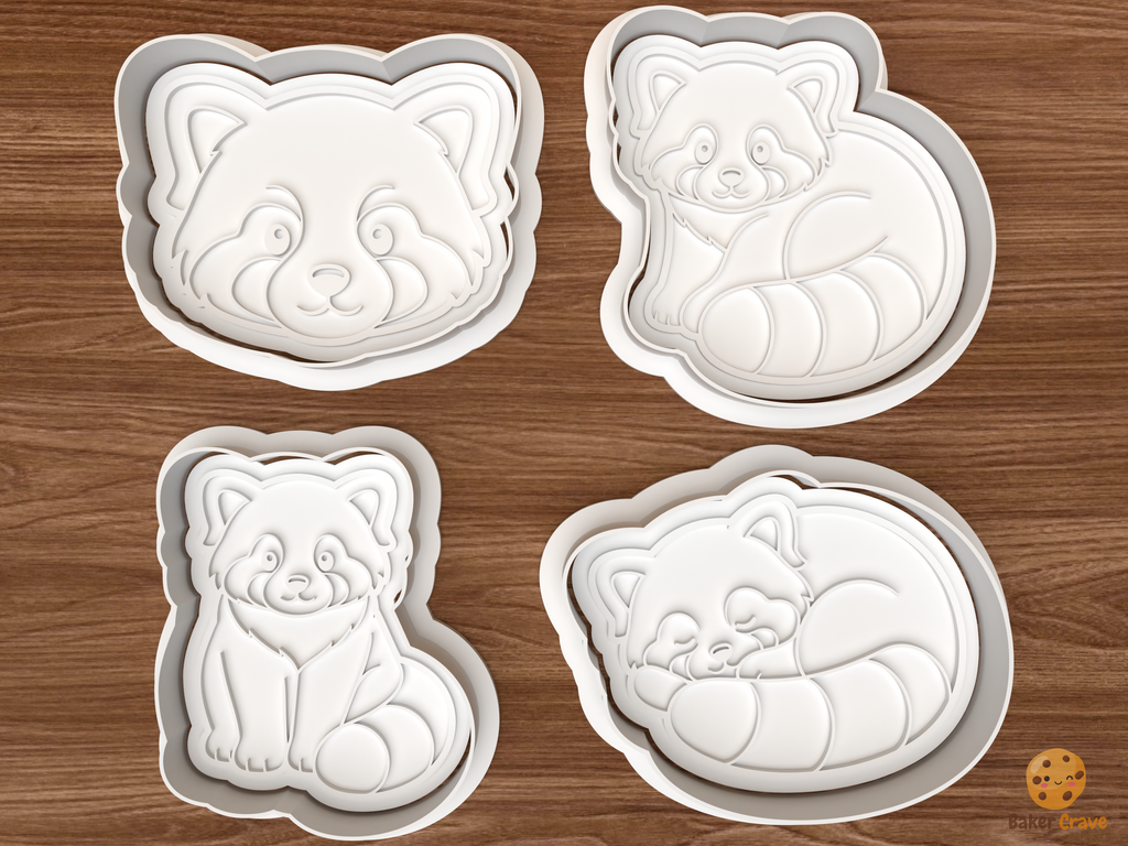 Red Panda Cookie Cutter Set STL File - 01 set main