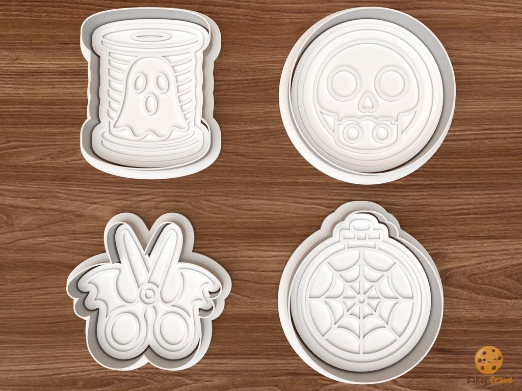Halloween Spooky Sewing Cookie Cutter Set STL File - 01 set main