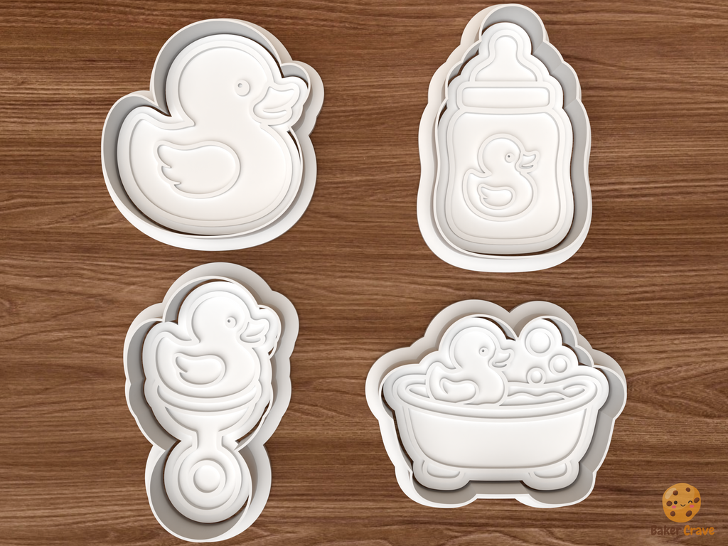 Rubber Duck Baby Shower Cookie Cutter Set STL File - 01 set main