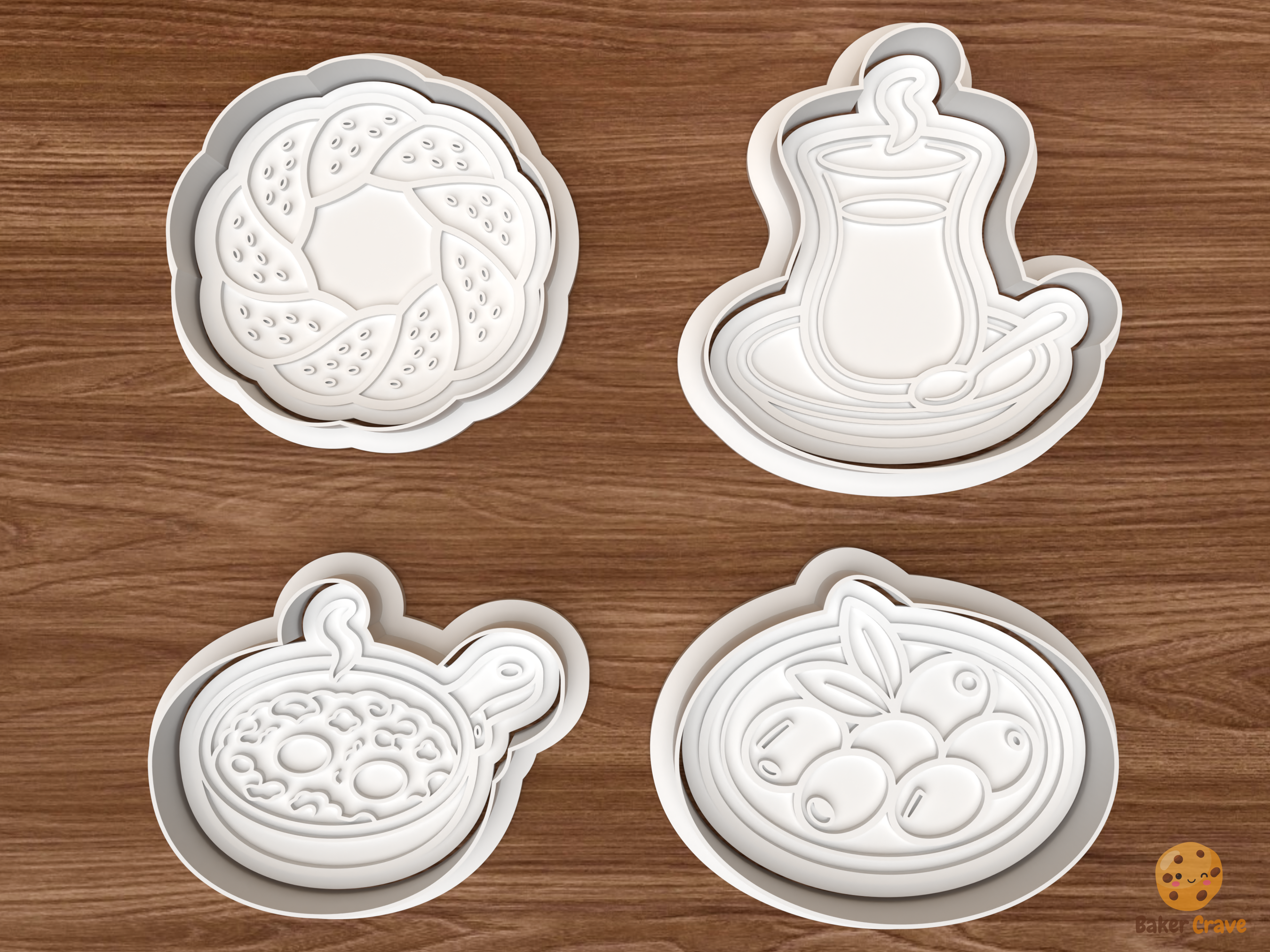 Turkish Breakfast Cookie Cutter Set STL File - 01 set main