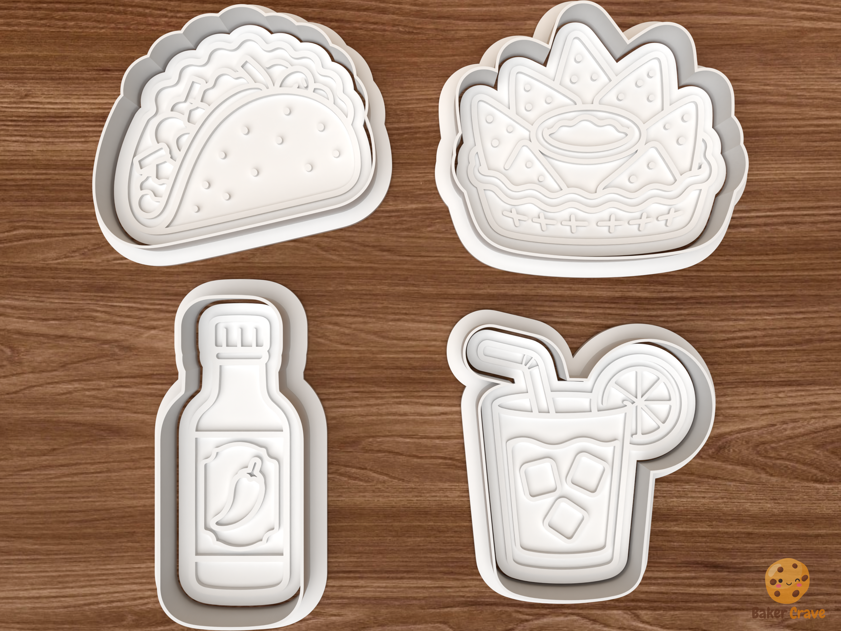 Taco Fiesta Cookie Cutter Set STL File - 01 set main