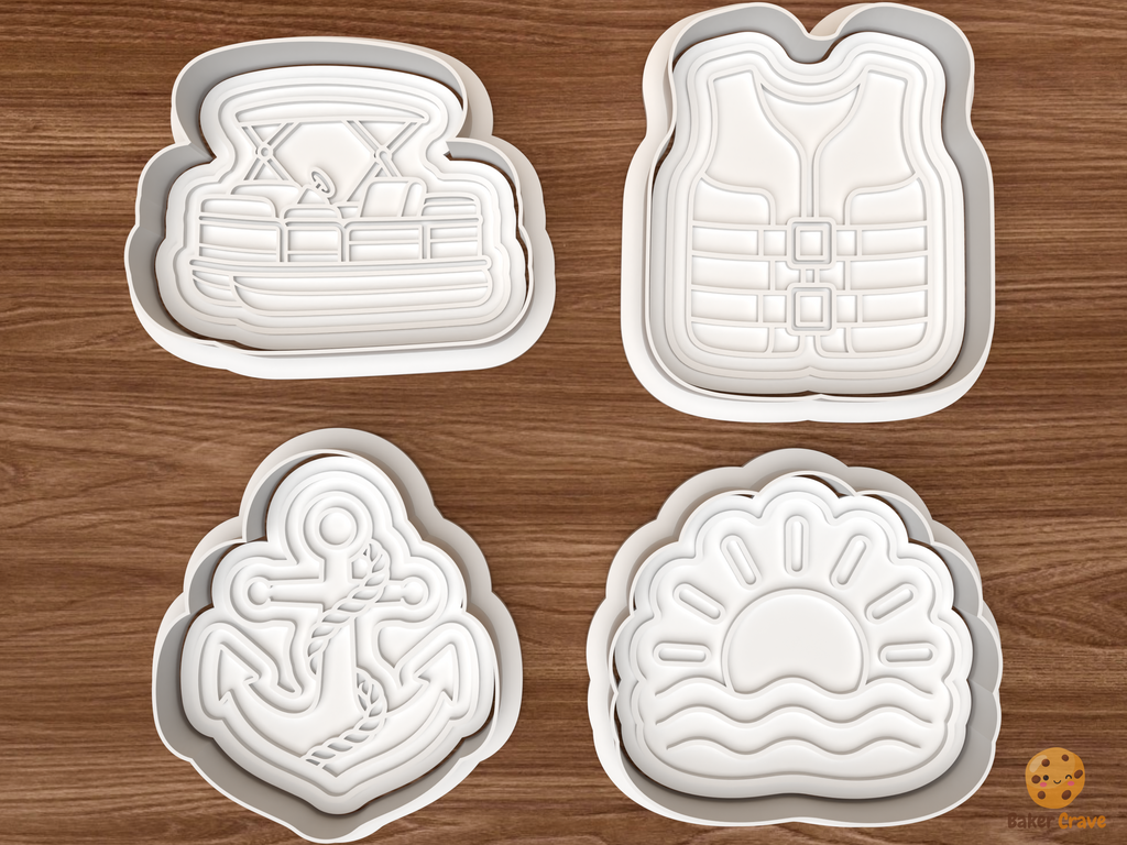 Lake Life Boating Cookie Cutter Set STL File - 01 set main