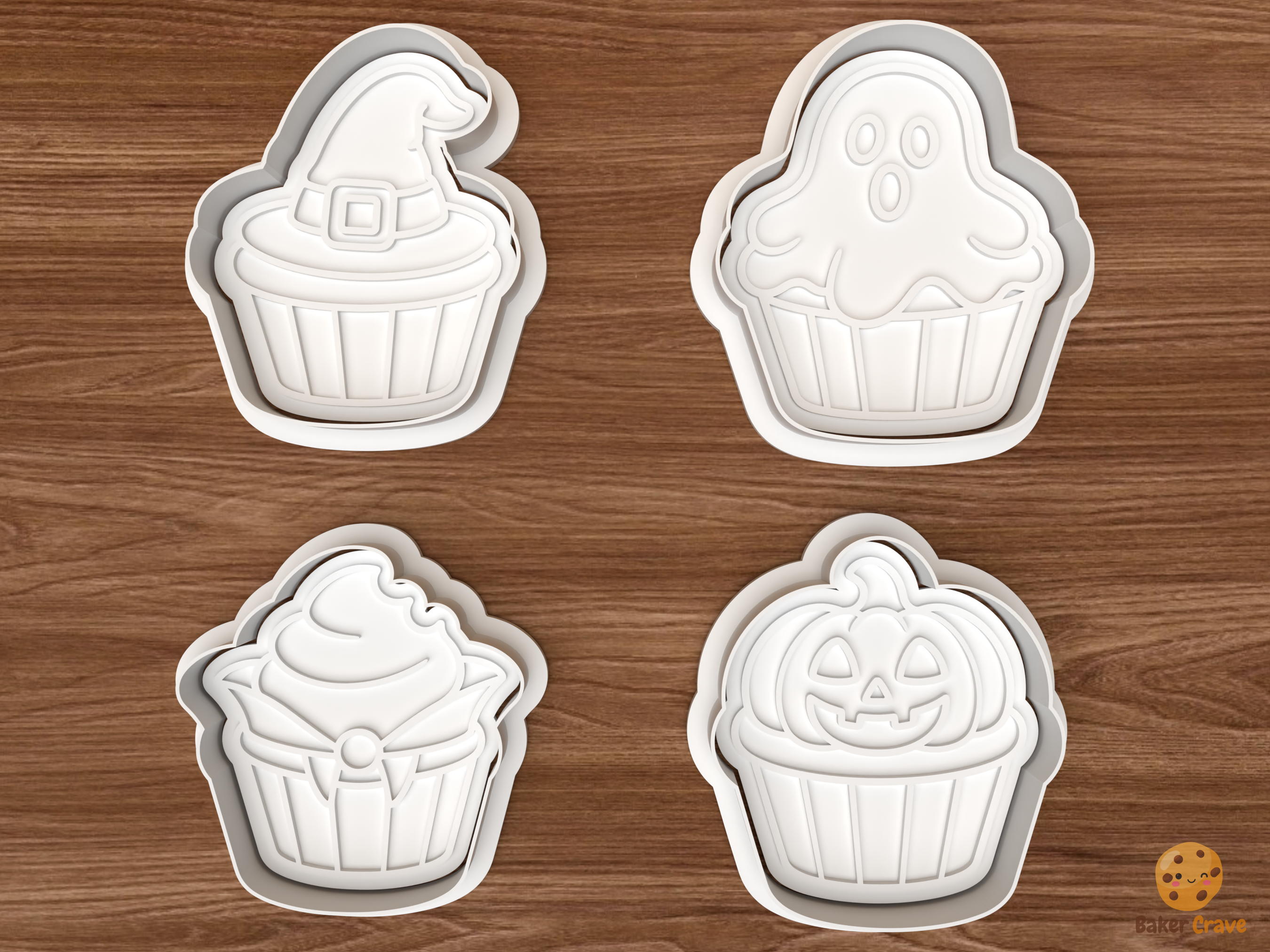 Halloween Cupcake Cookie Cutter Set STL File - 01 set main