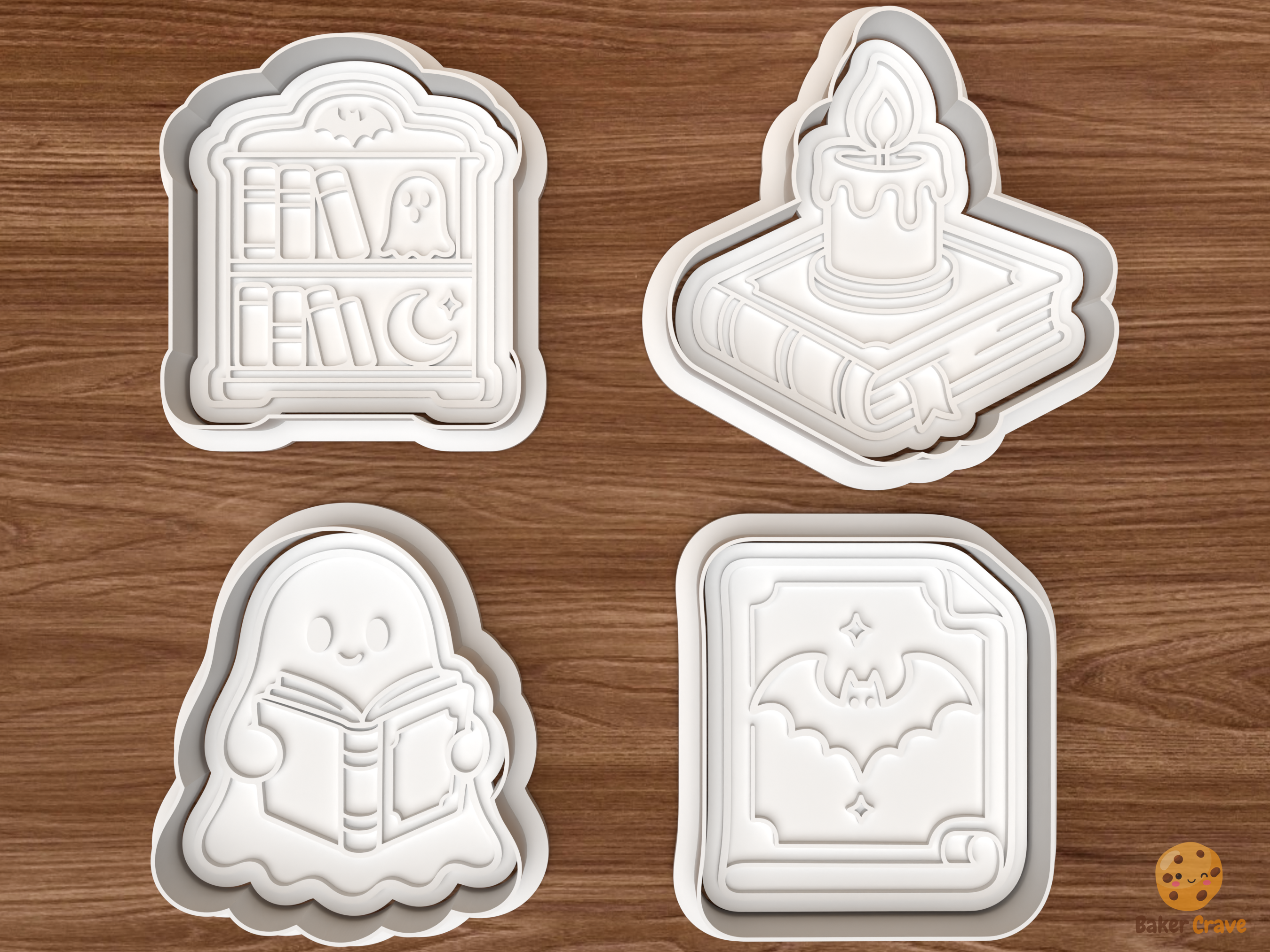 Spooky Reading Nook Cookie Cutter Set STL File - 01 set main