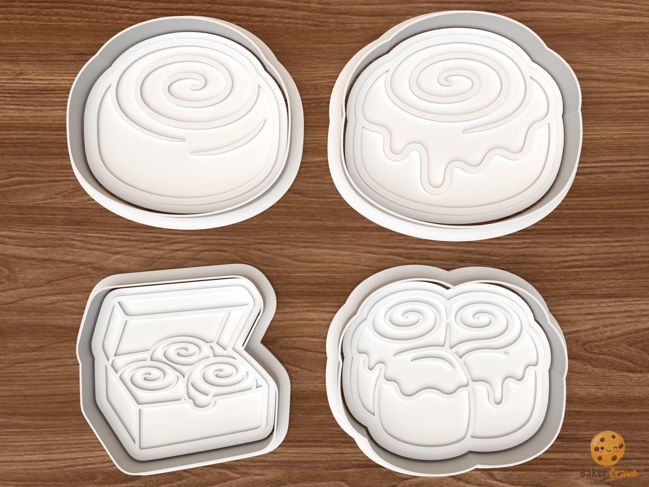 Cinnamon Roll Bakery Cookie Cutter Set STL File - 01 set main