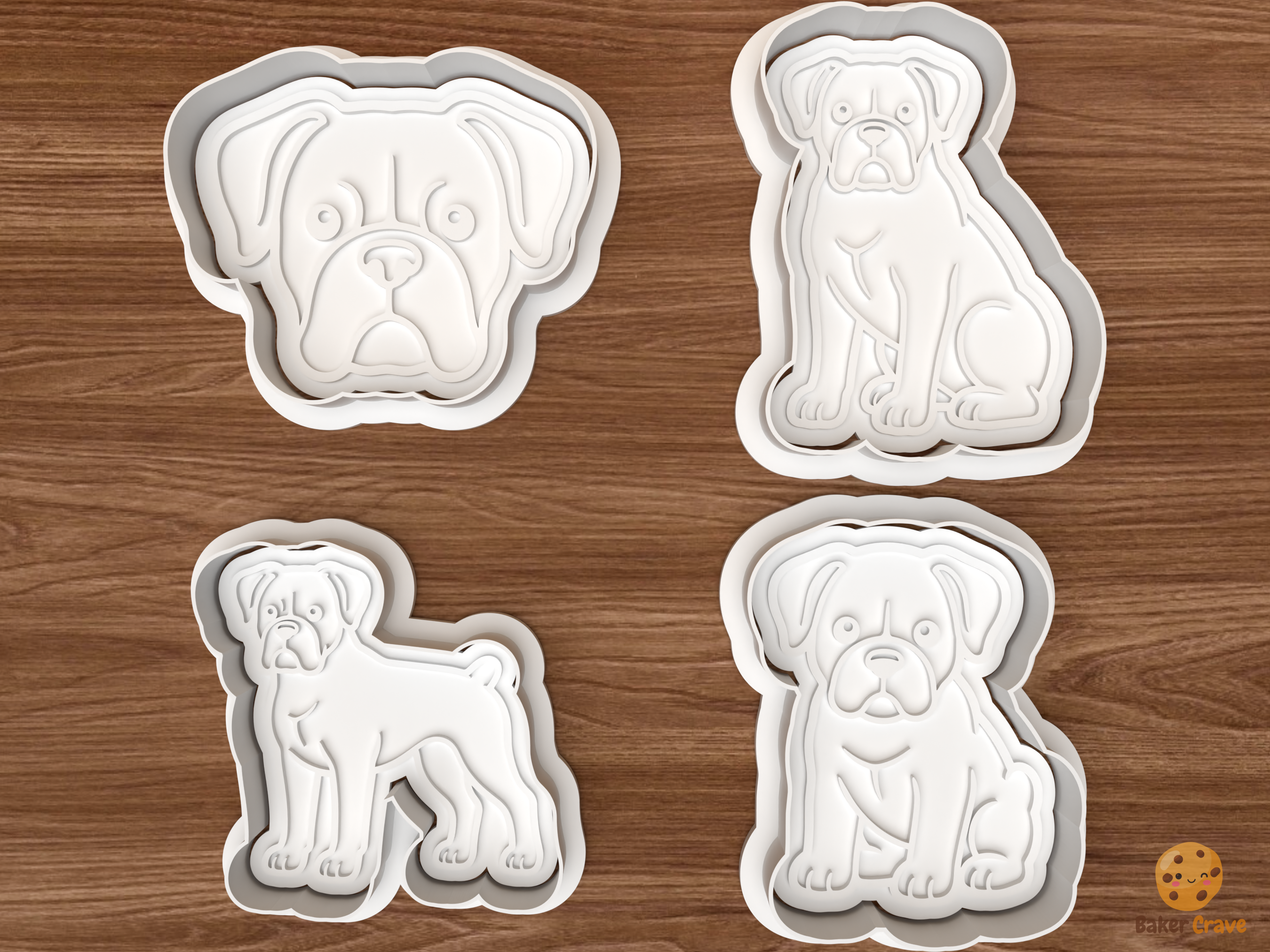 Boxer Dog Cookie Cutter Set STL File - 01 set main