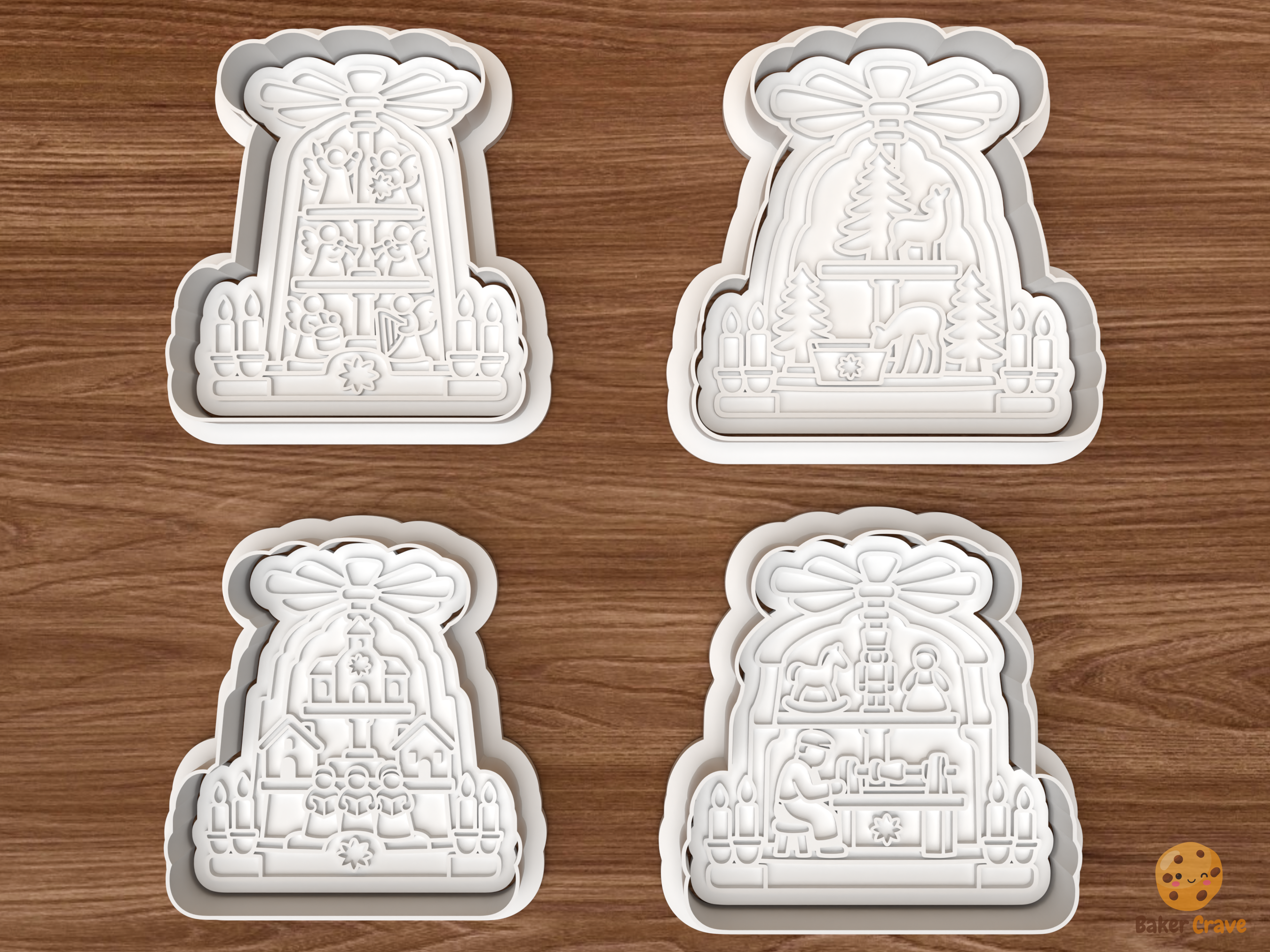 German Christmas Pyramid Cookie Cutter Set STL File - 01 set main