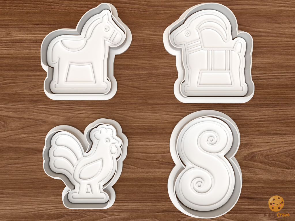 Swedish Dala Horse Christmas Cookie Cutter Set STL File