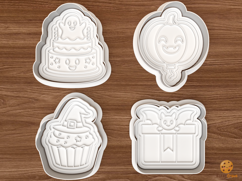 Halloween Birthday Party Cookie Cutter Set STL File - 01 set main