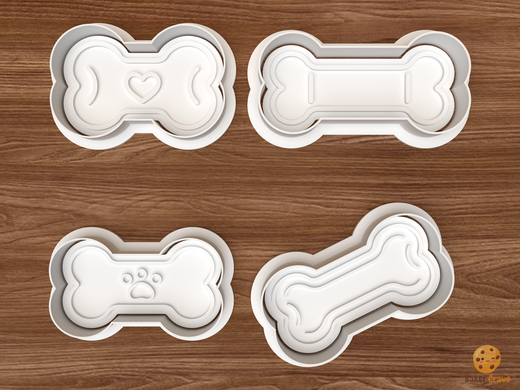 Dog Treat Bone Sizes Cookie Cutter Set STL File
