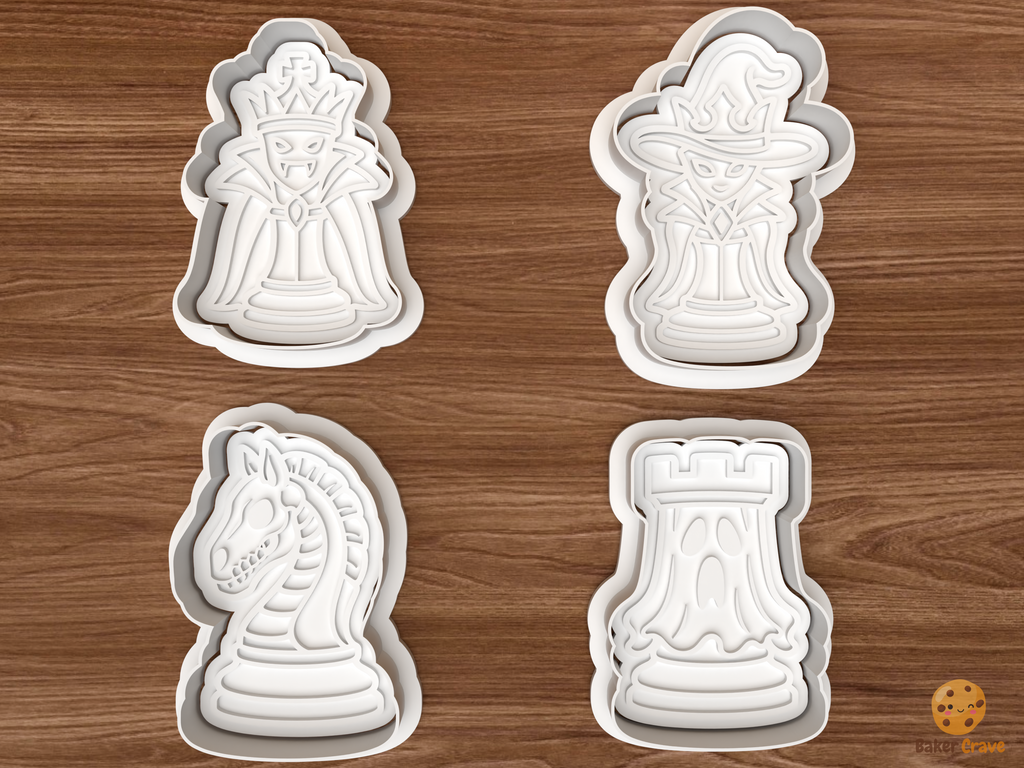 Halloween Chess Piece Cookie Cutter Set STL File - 01 set main