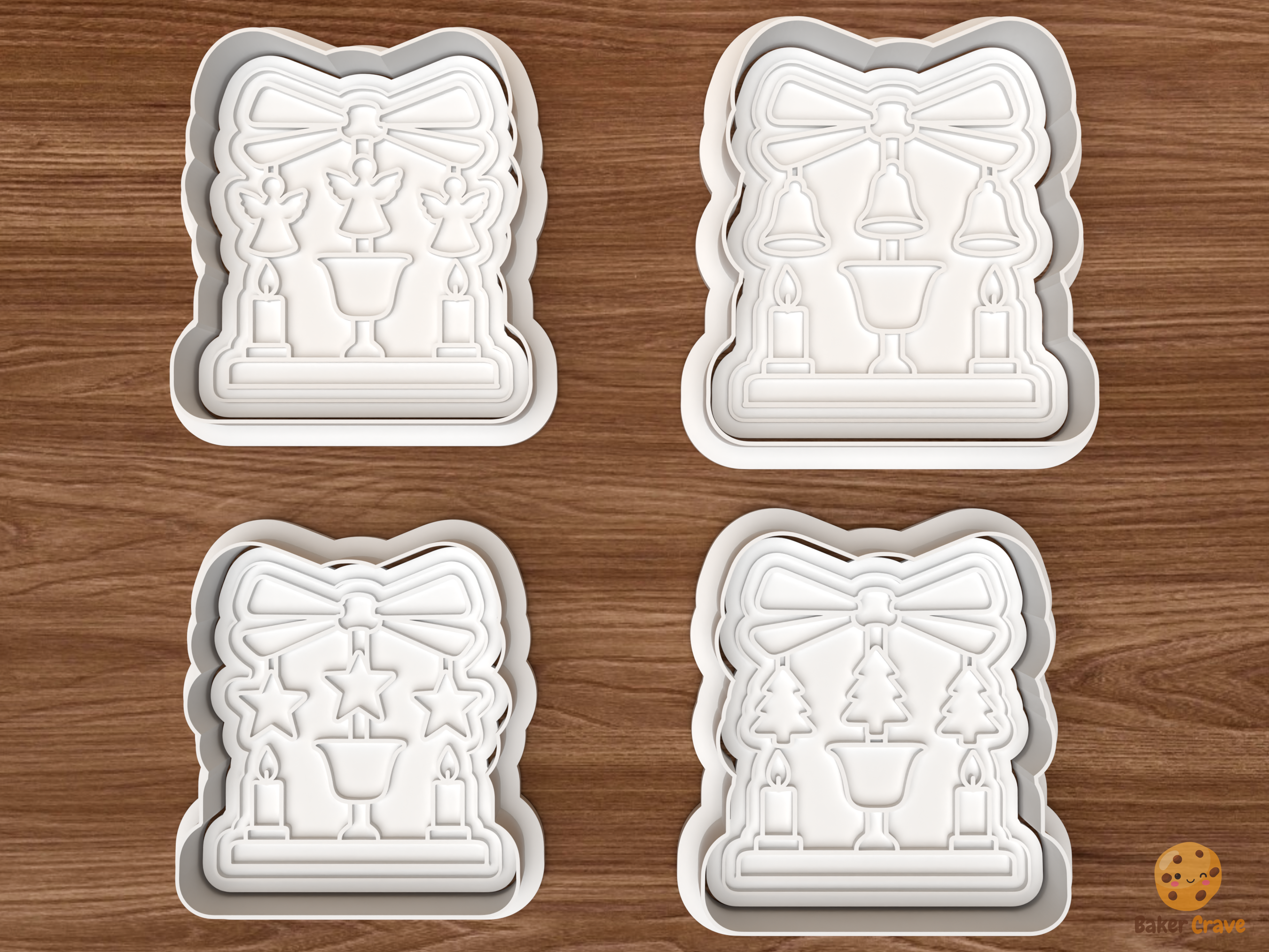 Christmas Candle Chime Cookie Cutter Set STL File - 01 set main