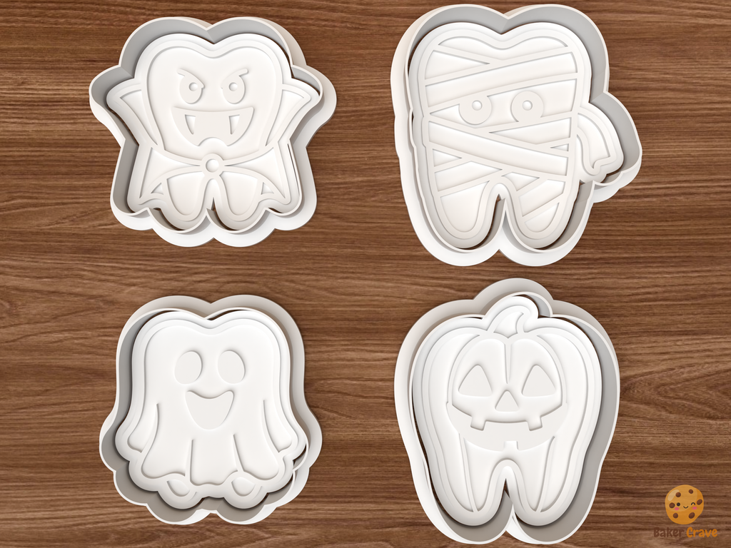Halloween Tooth Cookie Cutter Set STL File - 01 set main