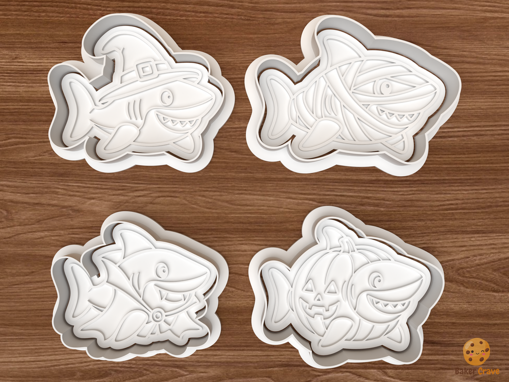 Halloween Shark Cookie Cutter Set STL File - 01 set main
