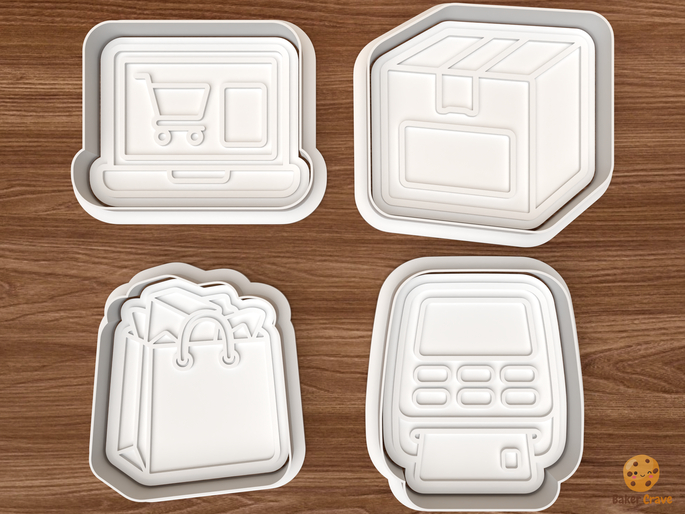 Online Deal Shopping Cookie Cutter Set STL File - 01 set main