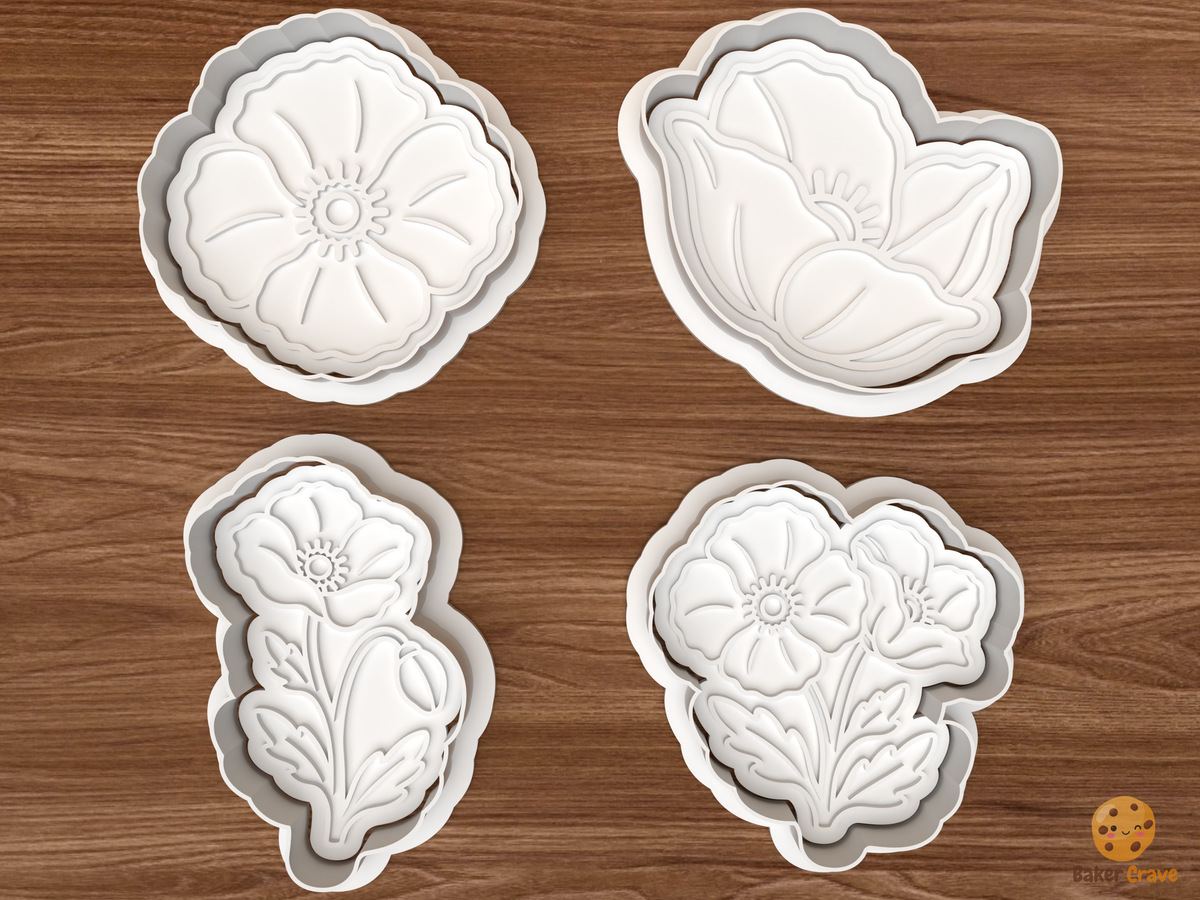 Poppy Blooms Cookie Cutter Set
