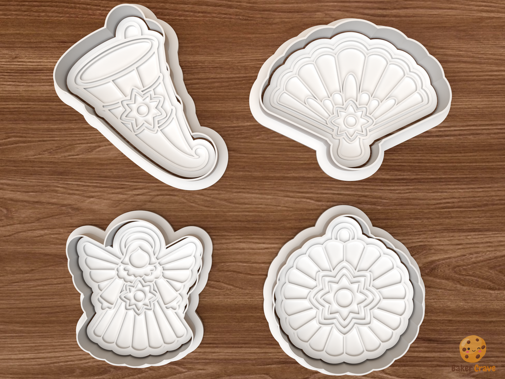 Victorian Paper Christmas Cookie Cutter Set STL File - 01 set main