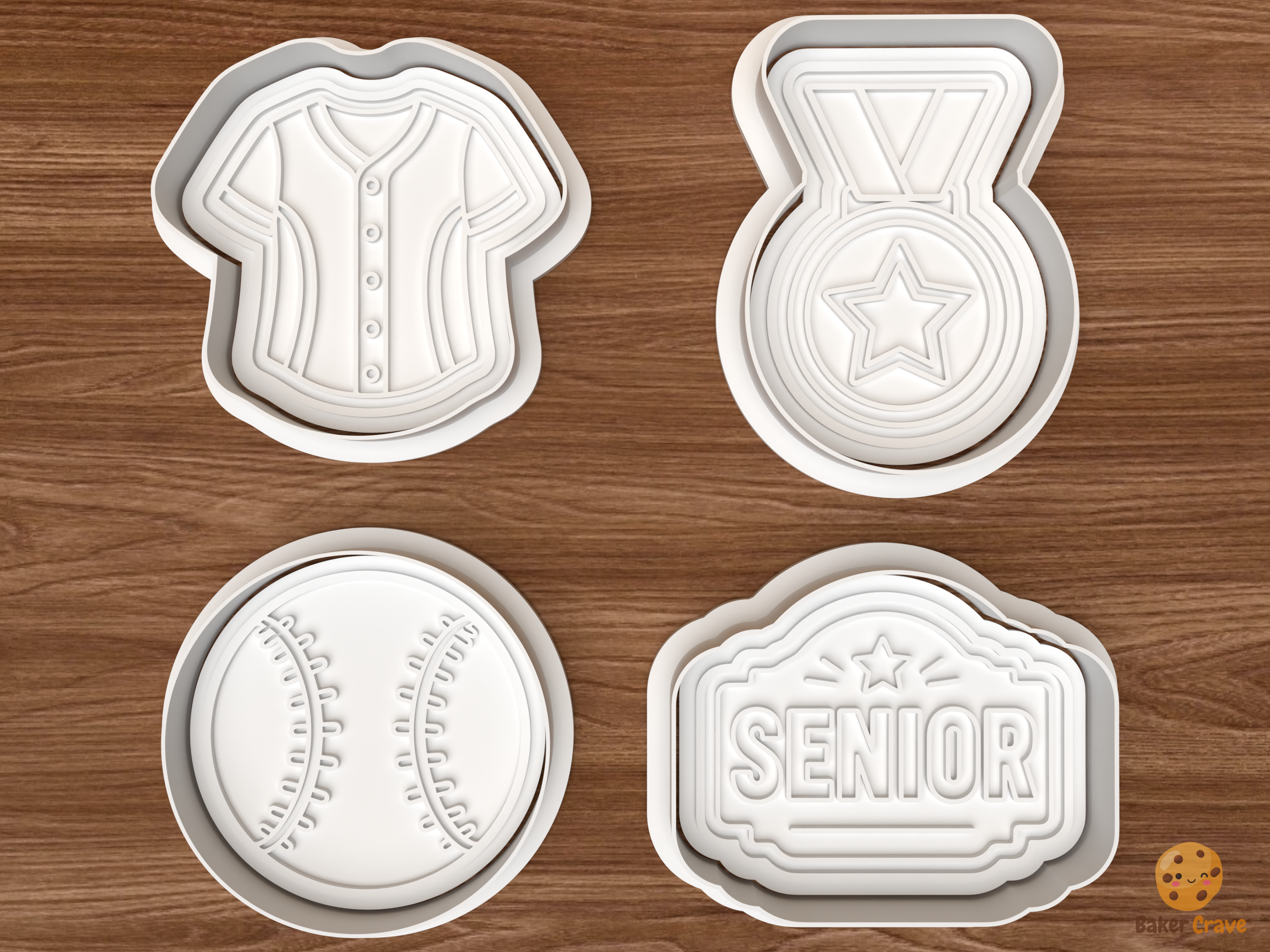 Senior Baseball Cookie Cutter Set STL File - 01 set main