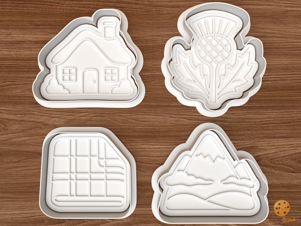 Scottish Highlands Cookie Cutter Set STL File - 01 set main