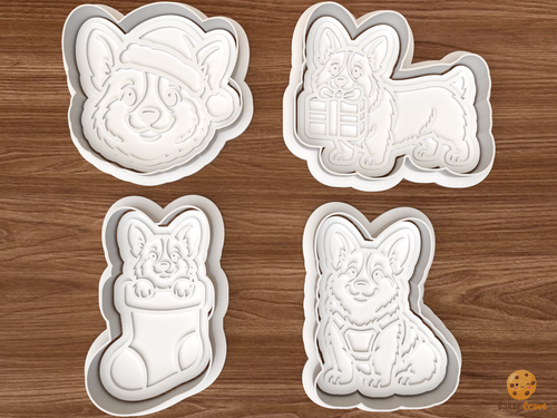Christmas Corgis Dog Cookie Cutter Set STL File