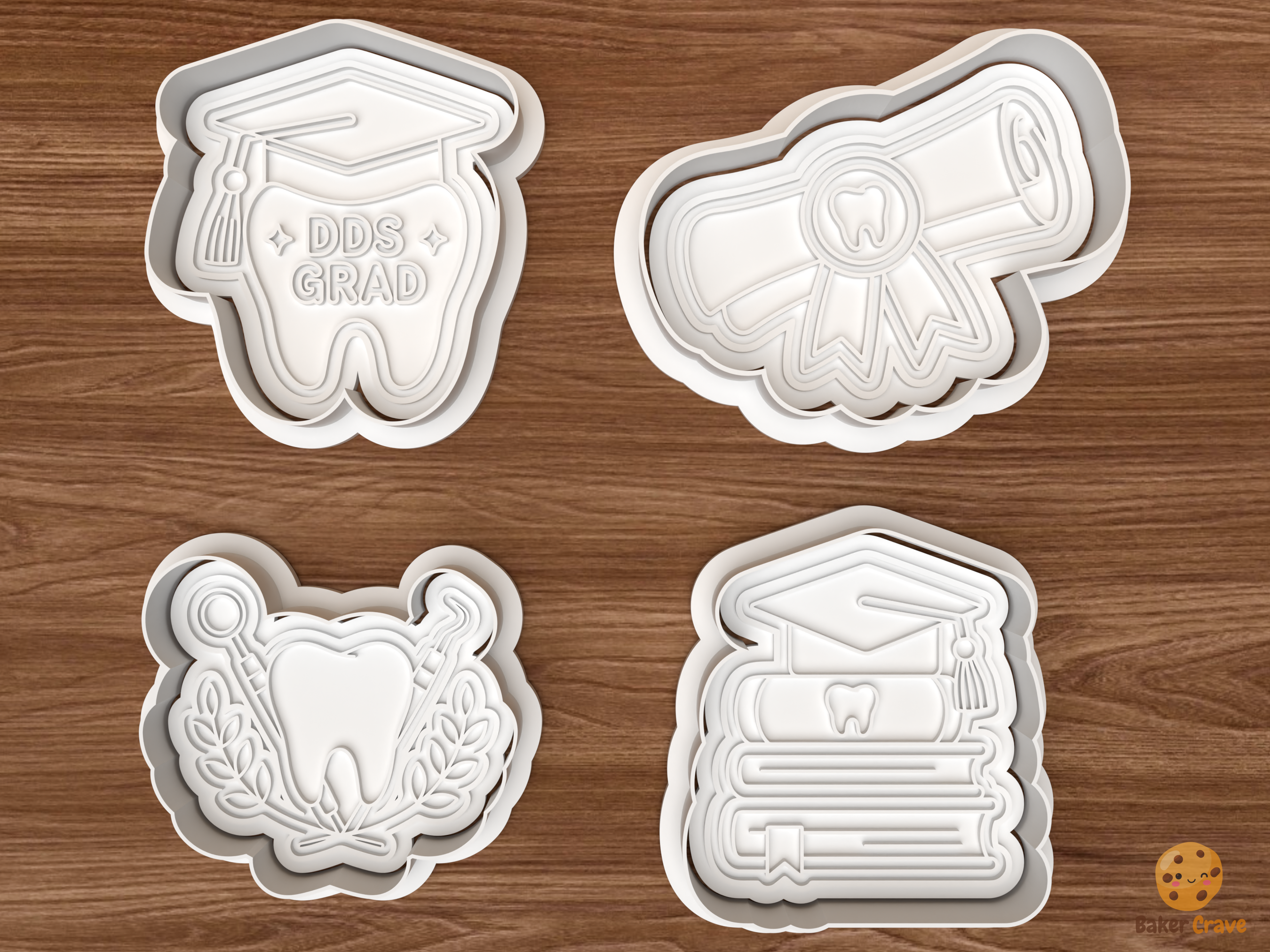 DDS Dental Graduation Cookie Cutter Set STL File - 01 set main