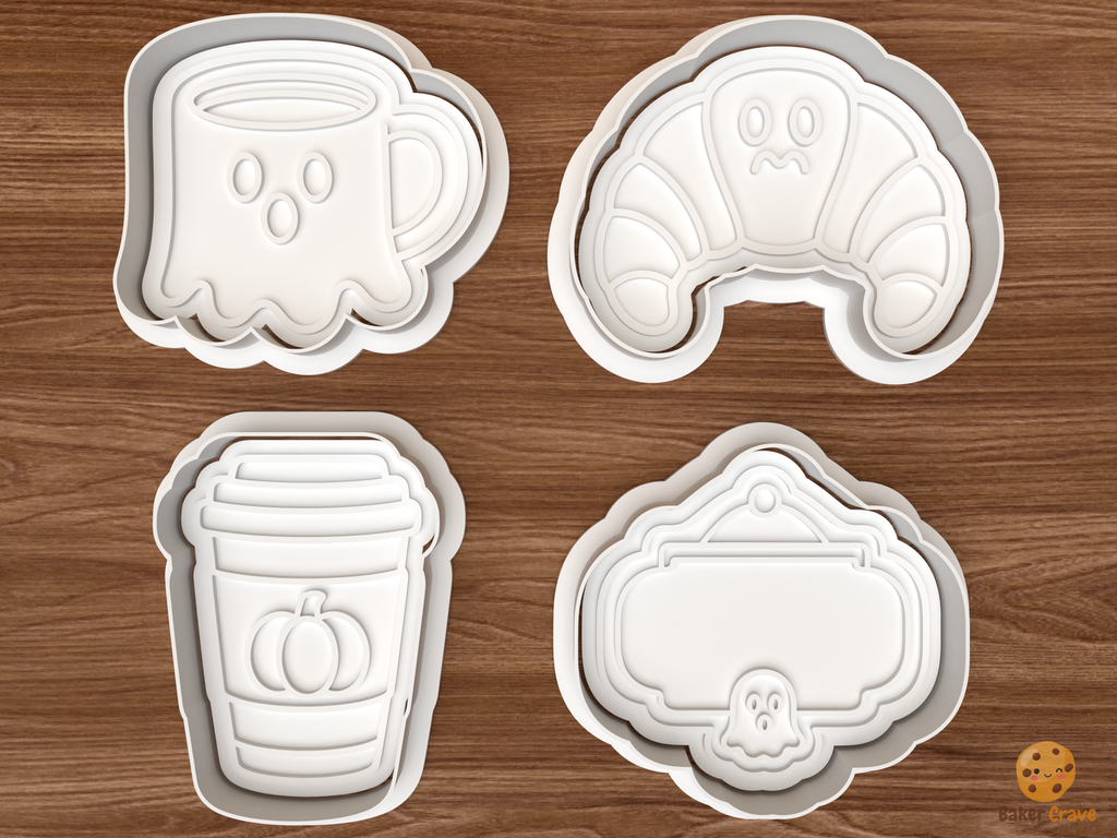 Spooky Coffee Shop Cookie Cutter Set STL File - 01 set main