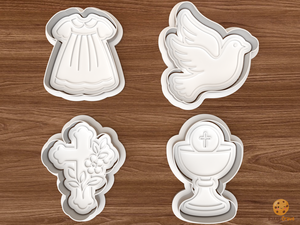 Baptism First Communion Cookie Cutter Set STL File - 01 set main