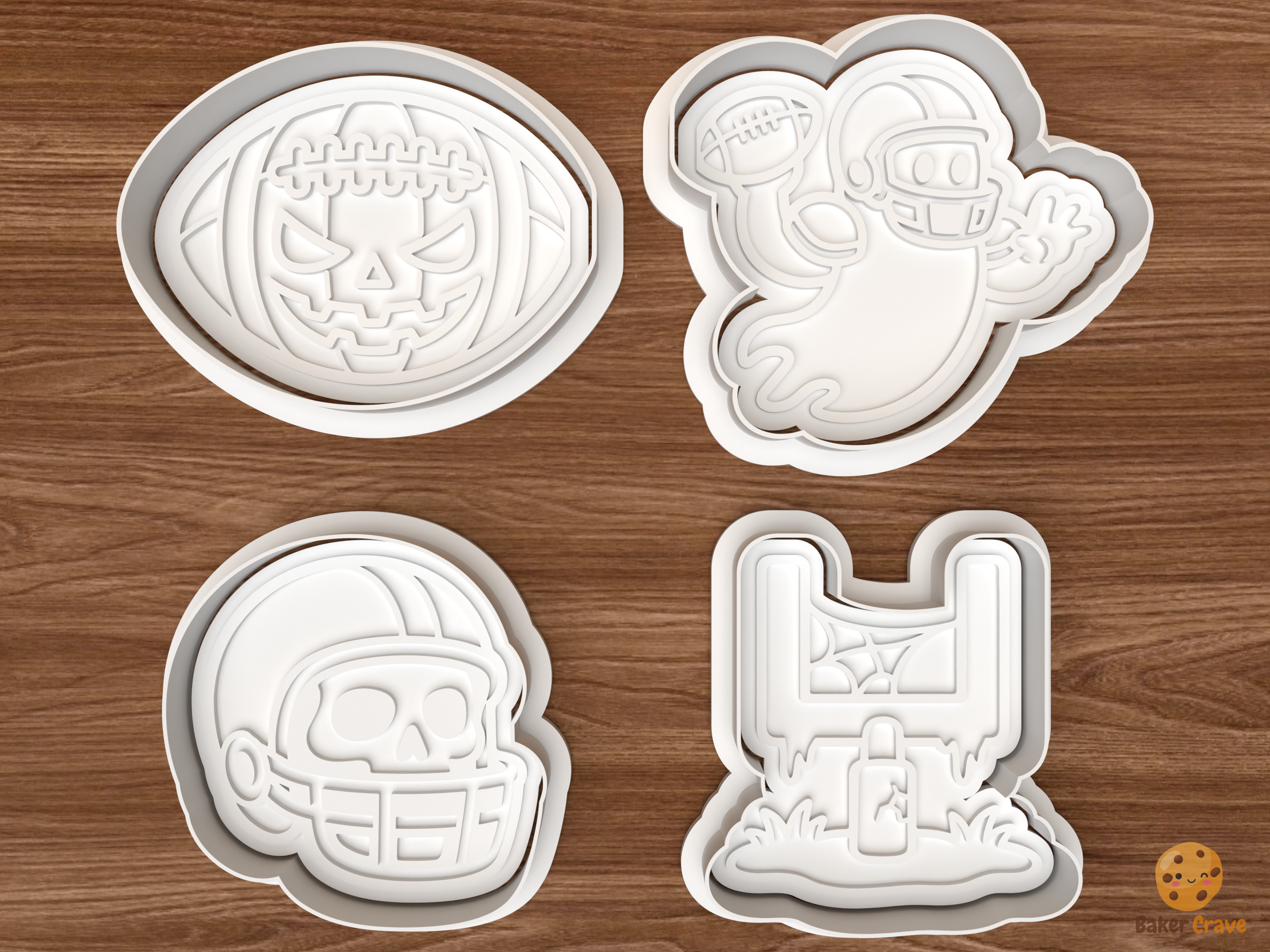 Halloween American Football Cookie Cutter Set STL File - 01 set main