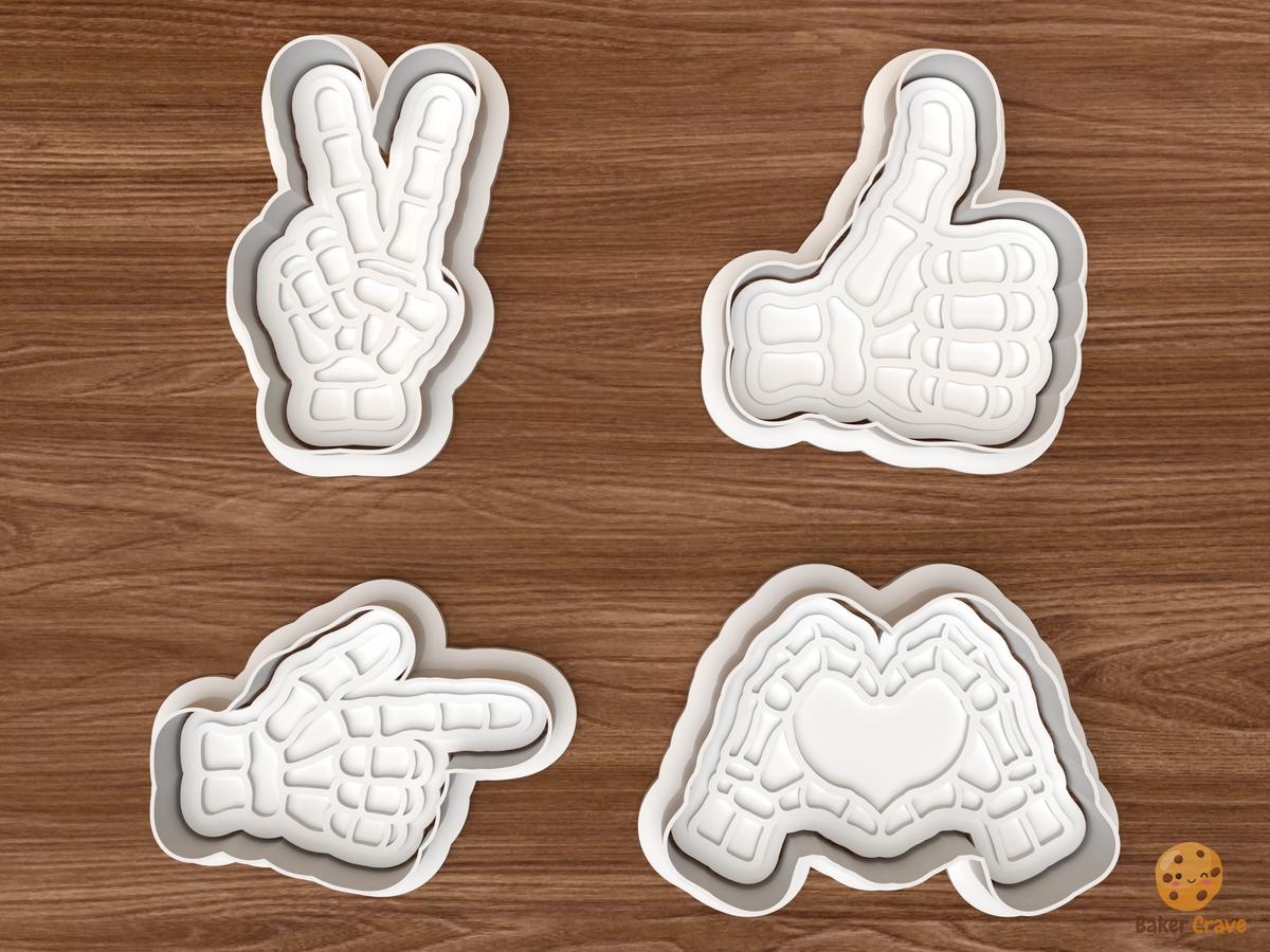 Skeleton Hand Gestures Cookie Cutter Set STL File
