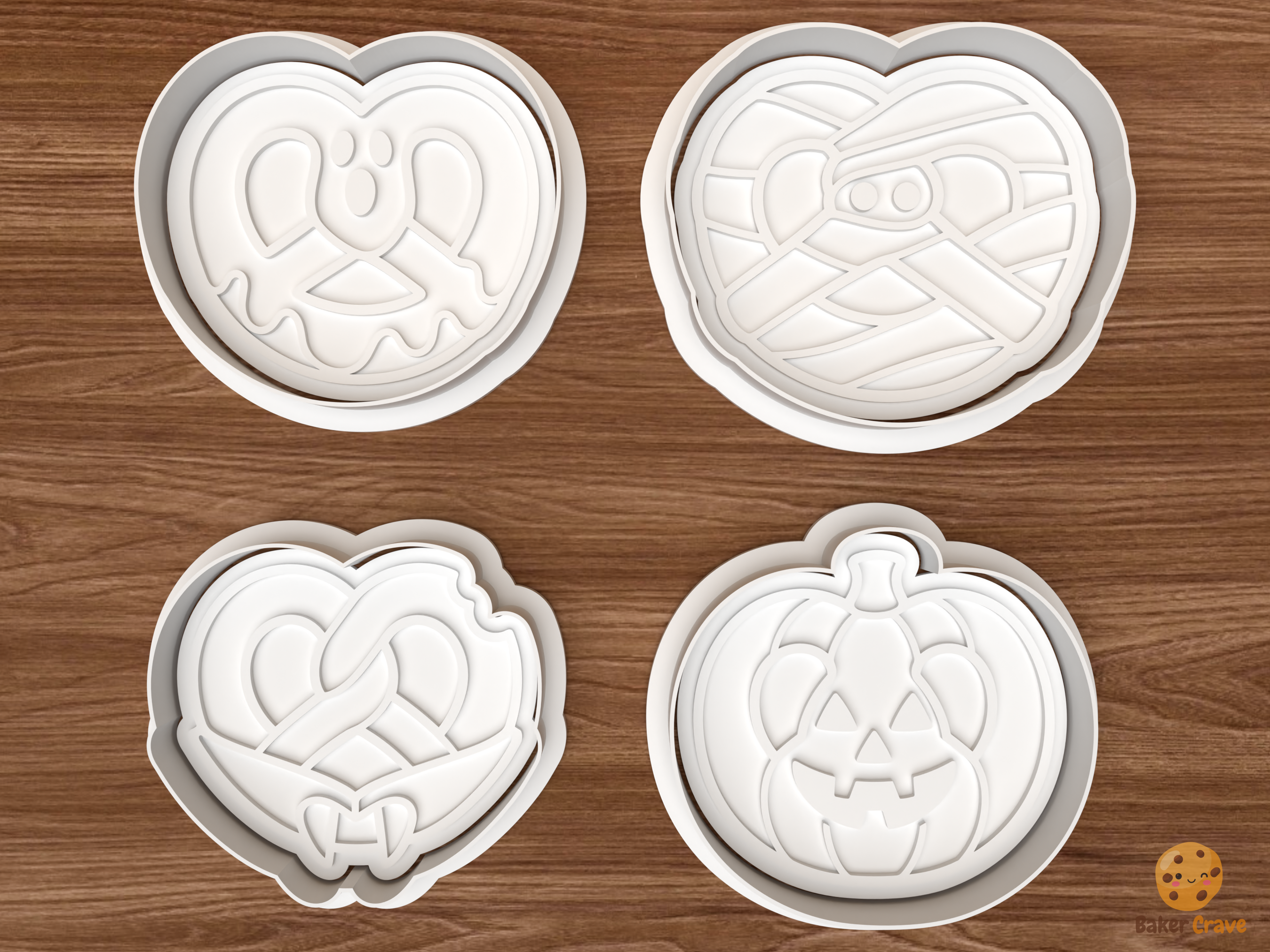 Halloween Pretzel Cookie Cutter Set STL File - 01 set main