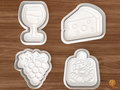 Wine and Cheese Cookie Cutter Set STL File - 01 set main
