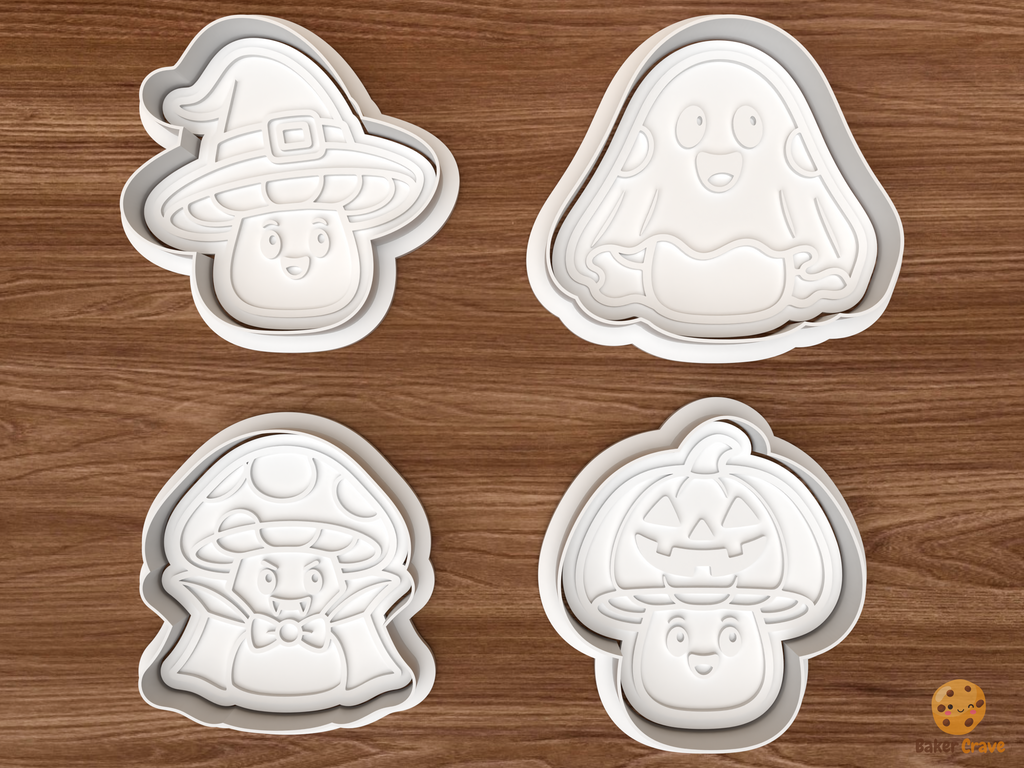 Halloween Spooky Mushroom Cookie Cutter Set STL File - 01 set main