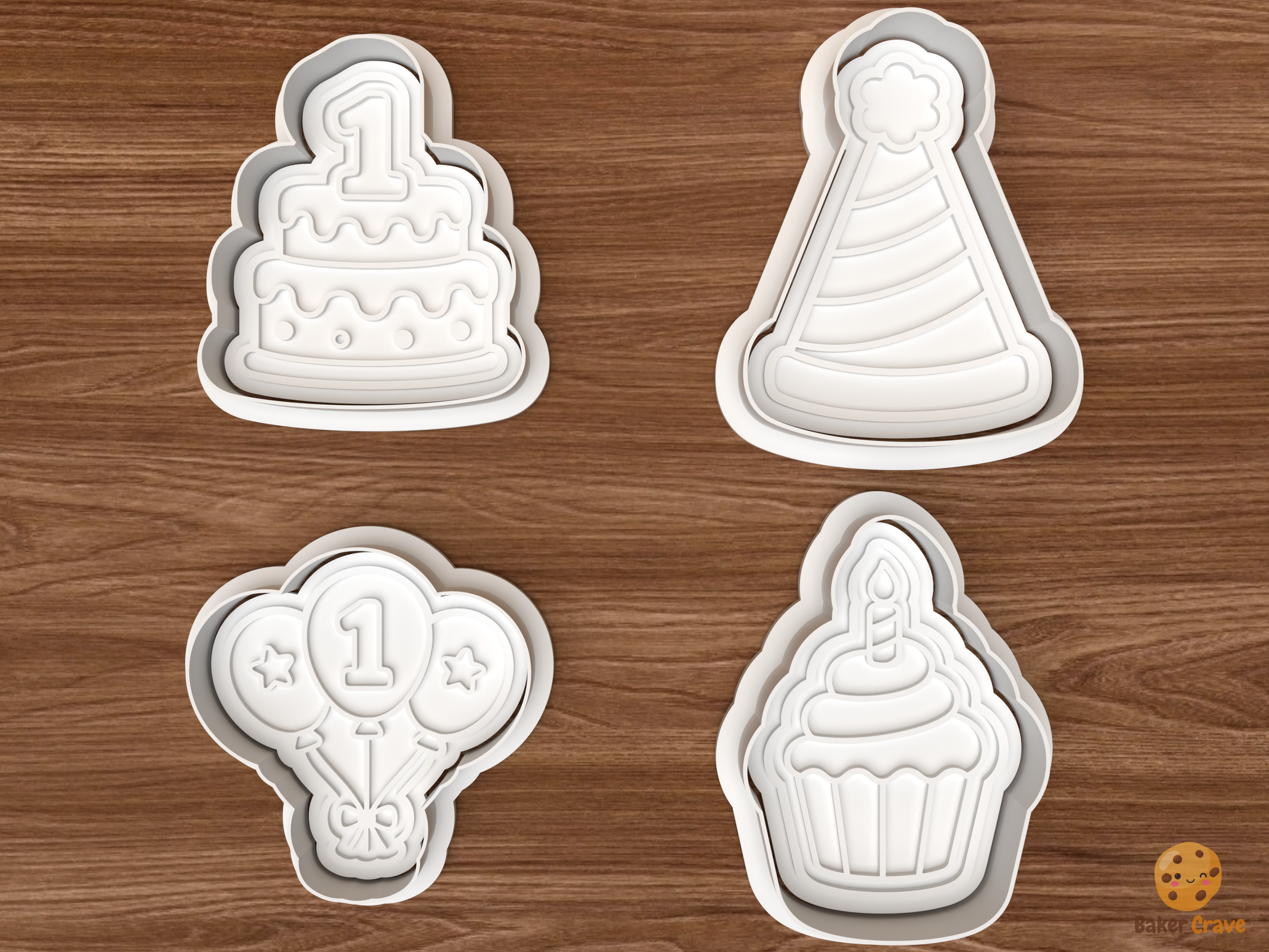 First Birthday Cookie Cutter Set STL File - 01 set main