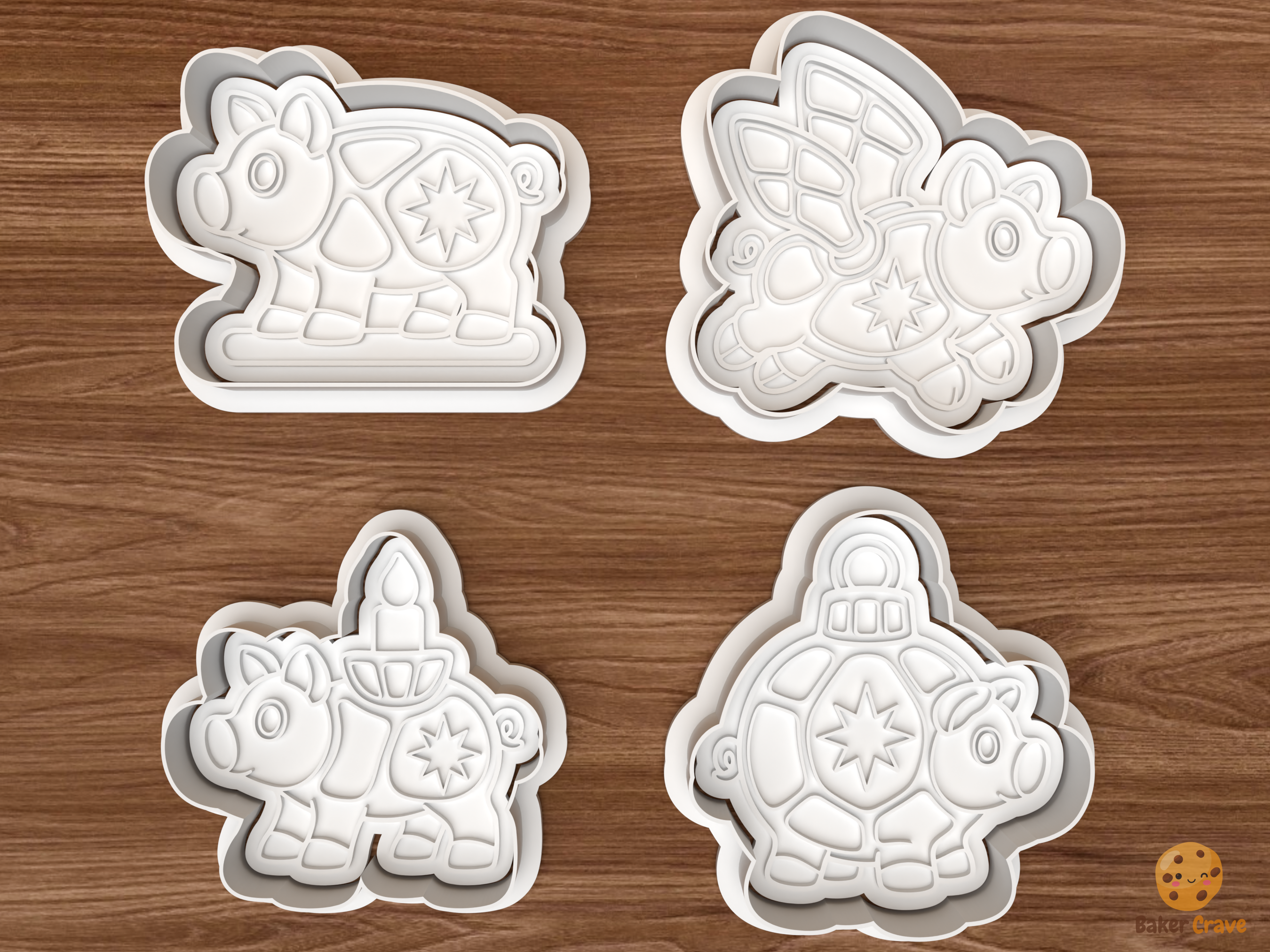 Czech Golden Pig Christmas Cookie Cutter Set STL File - 01 set main