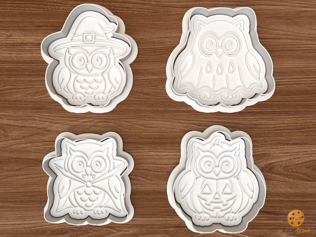 Halloween Owl Cookie Cutter Set STL File - 01 set main