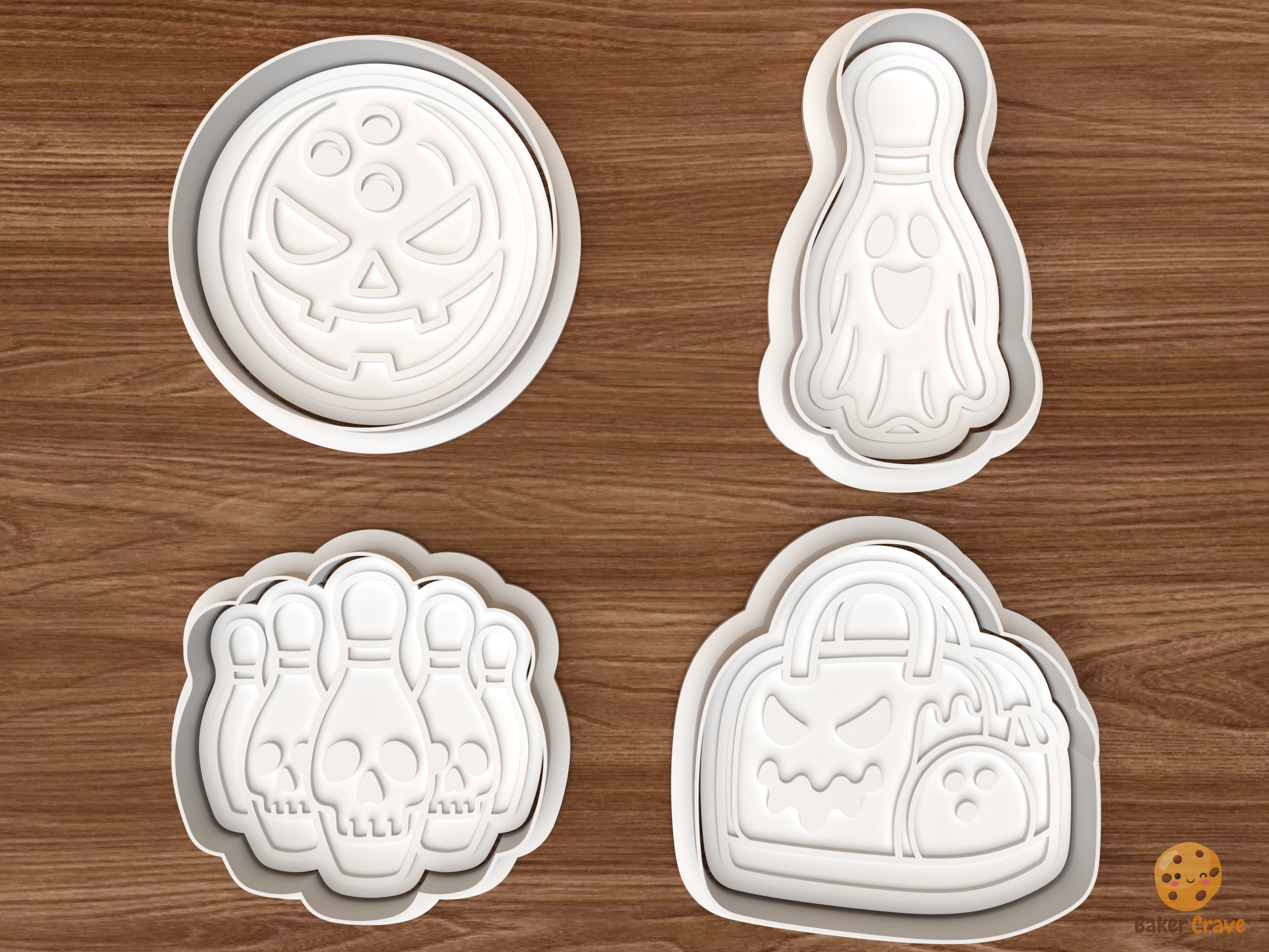 Halloween Bowling Cookie Cutter Set STL File - 01 set main