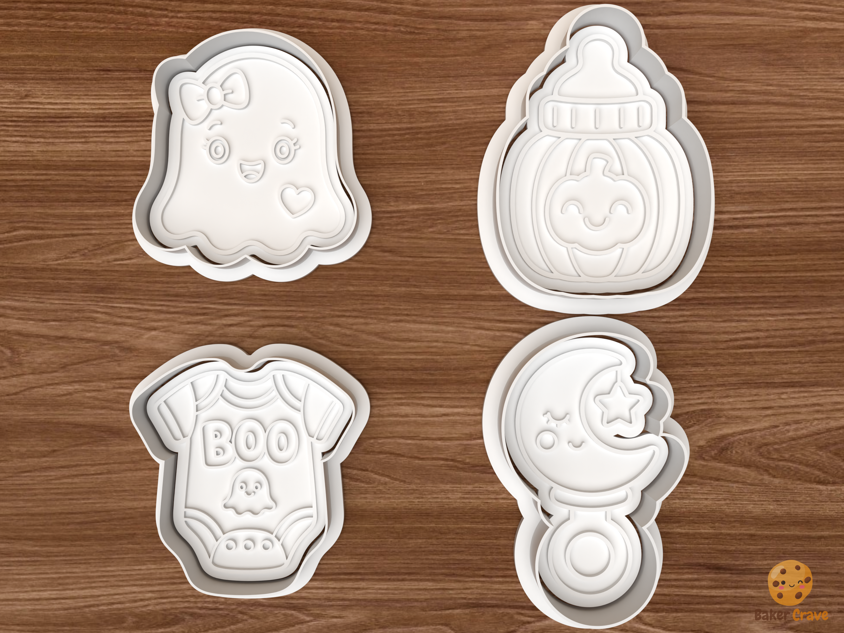 Halloween Baby Shower Cookie Cutter Set STL File - 01 set main
