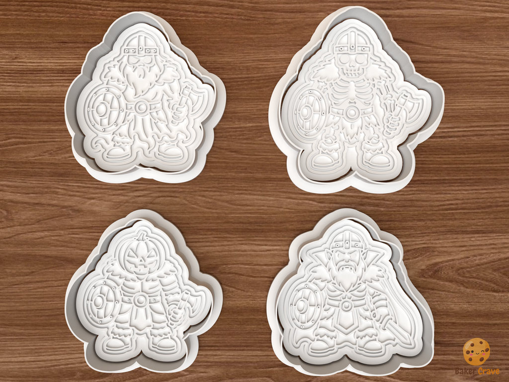 Halloween Undead Viking Cookie Cutter Set STL File - 01 set main
