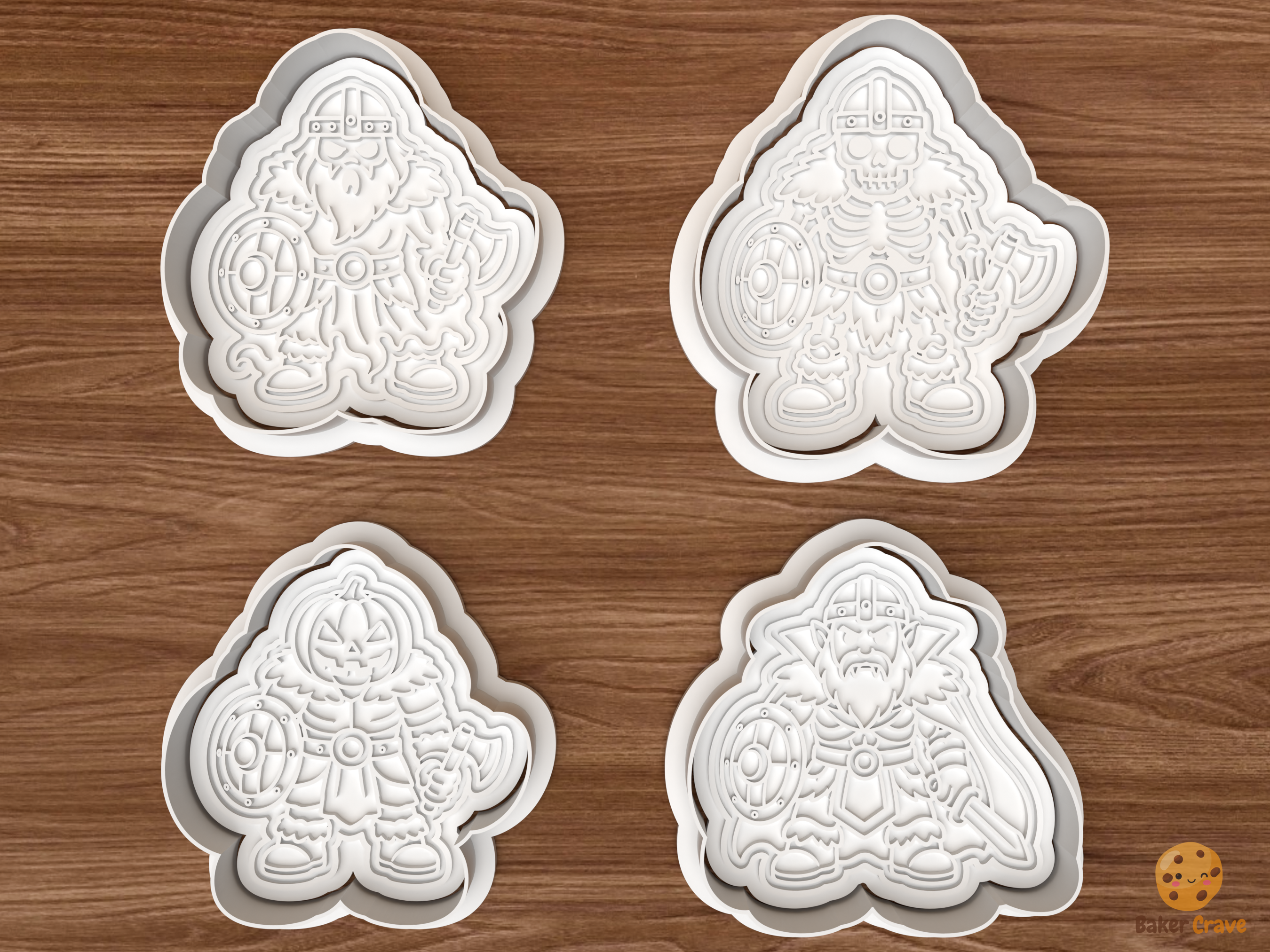 Halloween Undead Viking Cookie Cutter Set STL File - 01 set main